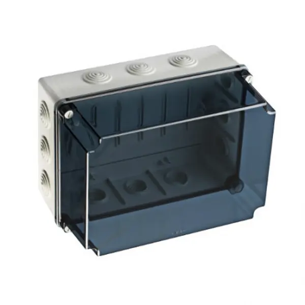 GSVT322 IDE Boite de dérivation industrielle étanche IP65 avec capot transparent réhaussé et entrées souples - dim.328x239x188