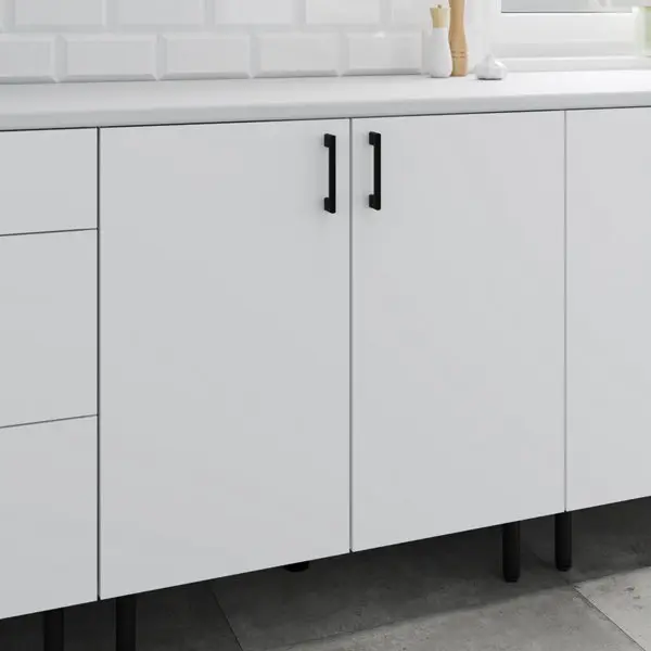 Meuble bas 2 portes "Pragma" - Blanc - L. 80 x H. 86 x P. 59 cm