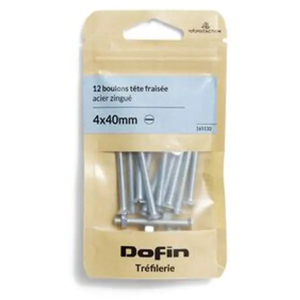 12 boulons tête fraisée acier zingué - 4x40 mm