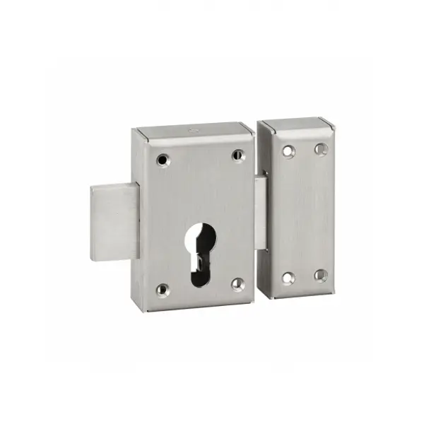 Boitier de verrou double entrée Inox pour porte d'entrée à cylindre, inox - THIRARD
