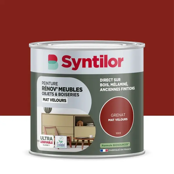 Peinture de rénovation meuble et objet SYNTILOR grenat velours 0,25L - SYNTILOR