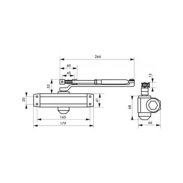 Ferme-porte automatique réversible hydraulique force 3, argent - THIRARD