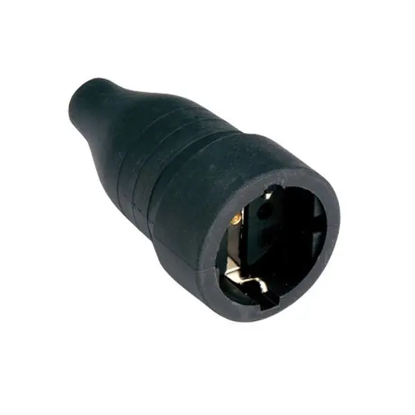 Base Enchufe Goma Negro Tt 16A-250V