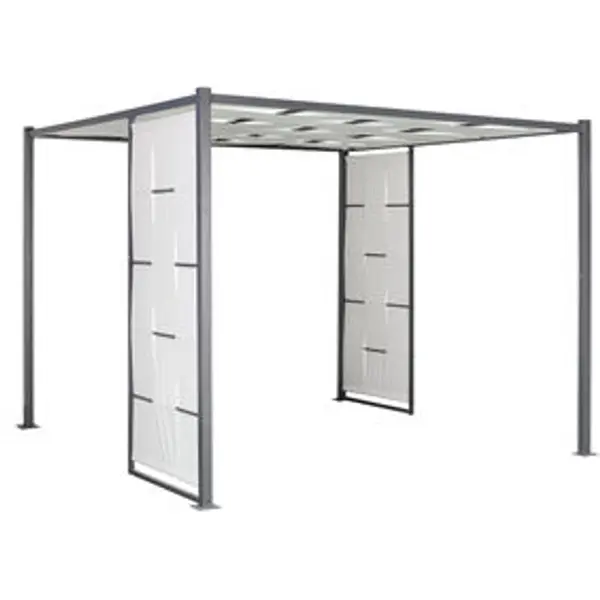 Tonnelle Osaka acier et polyester gris UPF50+ 300x300xH225cm 9m²