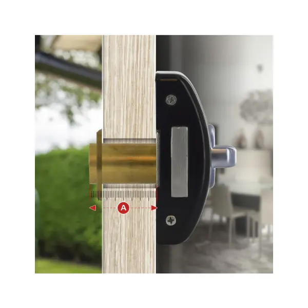 Verrou à bouton Design 5 pour porte d'entrée, cylindre 50mm, acier, 3 clés, noir - THIRARD