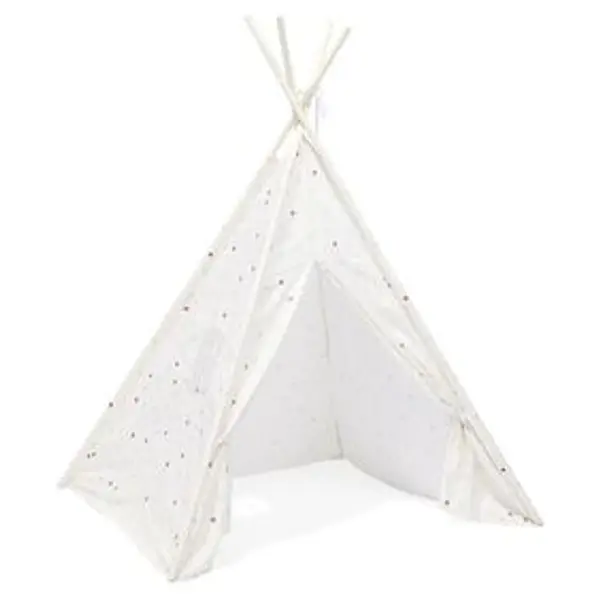Tipi Flower polyester blanc à pois - L120xP120xH160 cm