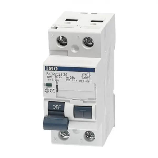 Interrupteur différentiel phase neutre 1P+N 300mA 63A - Type AC - 10kA - Bornes alignés - IMO