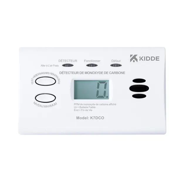 Détecteur monoxide de carbone avec ecran digital 7dco 1 an - Kidde