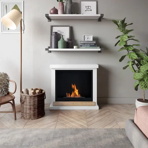 Cheminée bioéthanol - FreeFlame HAGEN - flamme réelle sans conduit - blanche - TAGU