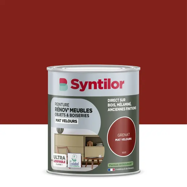 Peinture de rénovation meuble et objet SYNTILOR grenat velours 0,25L - SYNTILOR