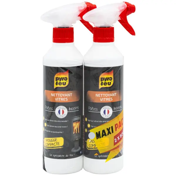 Lot de 2 nettoyants pour vitres de foyer 500 ml