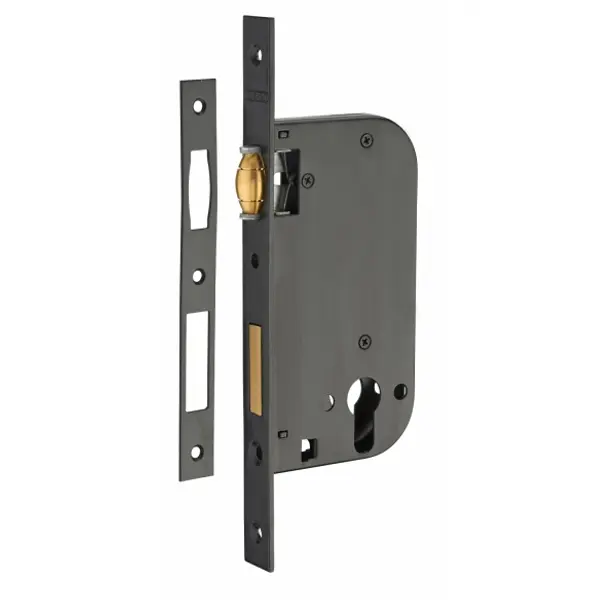 Boitier de serrure encastrable à rouleau pour porte d'entrée, axe 50mm, bouts carrés, noir - THIRARD