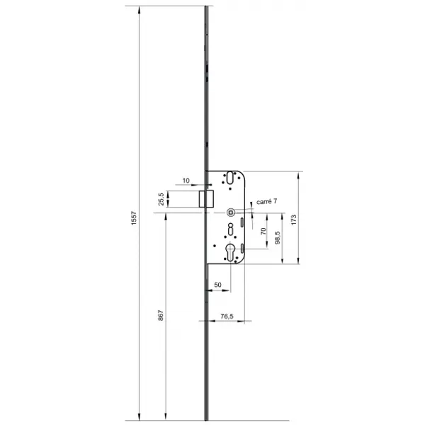 Boitier de serrure encastrable Decena à cylindre pour porte bois, ajustable, axe 50mm, 2pts, G-18295-00-0-1 - FERCO by THIRARD