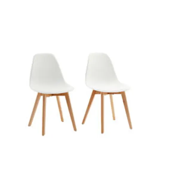Chaise Chloé blanche pied couleur naturel x2