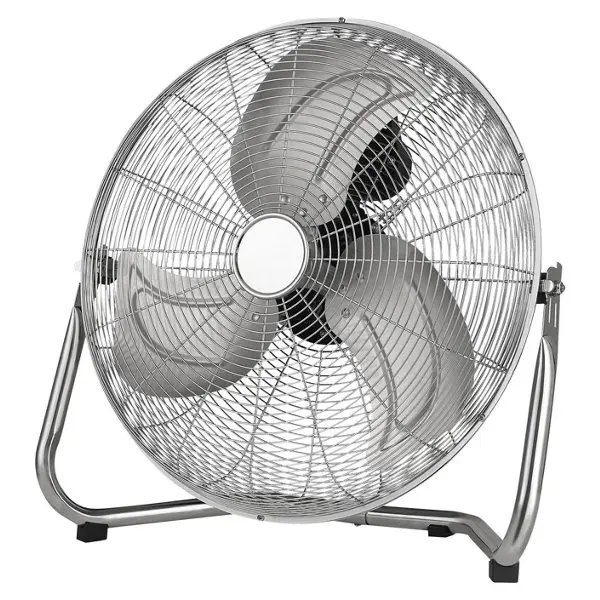 Ventilateur de sol inclinant argent, D. 45 cm