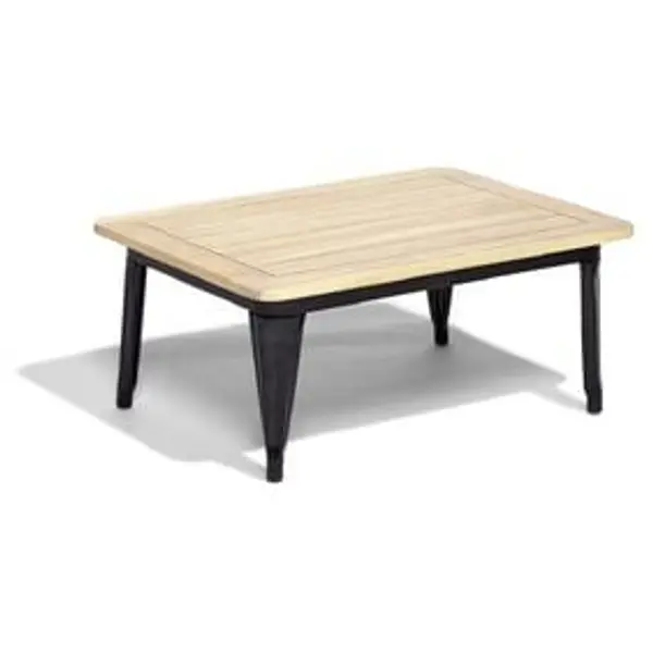 Table basse de jardin Fabrik métal noir et acacia 80x60xH35 cm