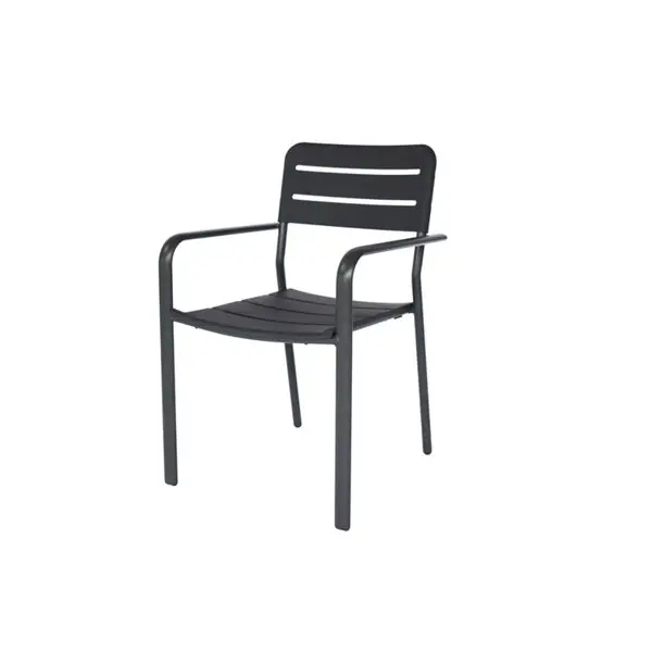Fauteuil de jardin structure acier et assise en polypropylène noir