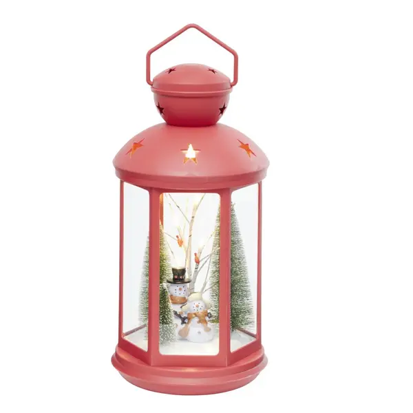Lanterne LED Noël avec bonhomme de neige Ø21,5xH43cm