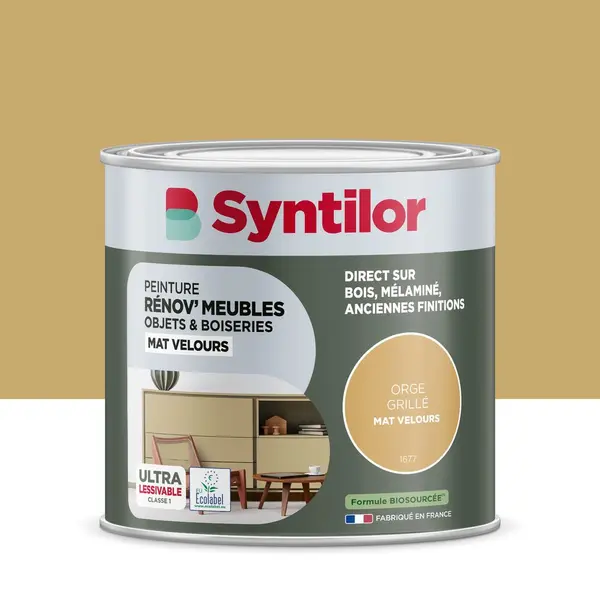 Peinture de rénovation meuble et objet SYNTILOR orge gril velours 0,5L - SYNTILOR