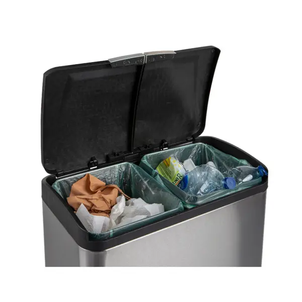 Poubelle de tri acier inoxydable mate 2 x 20 L PRACTO HOME
