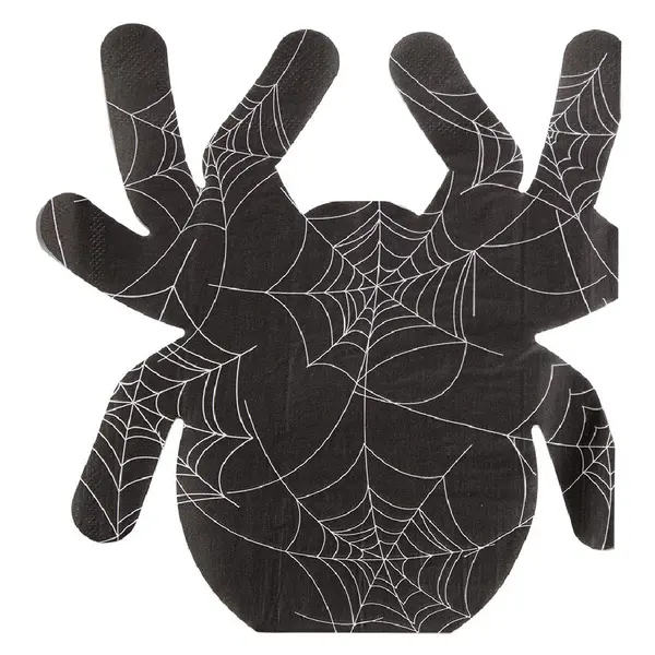 Serviette papier Halloween forme araignée noir x20