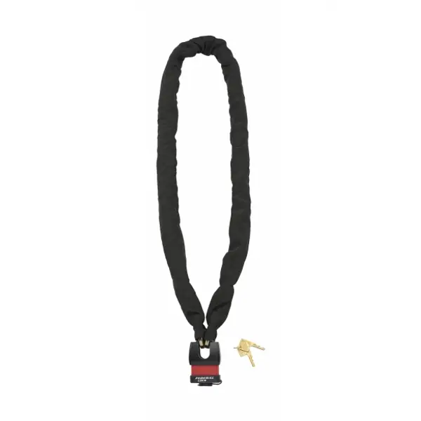 Chaîne acier gainé nylon Loops, vélo, moto, barrières, 1.5m, noir, cadenas, 2 clés - THIRARD