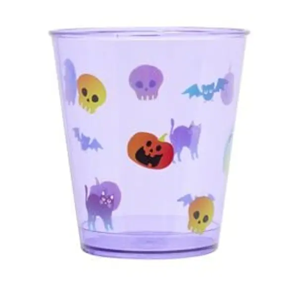 Verre plastique motif Halloween orange et violet Ø7xH13cm x6