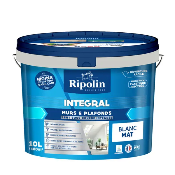 Peinture murs et plafonds intérieur mat 10 L blanc