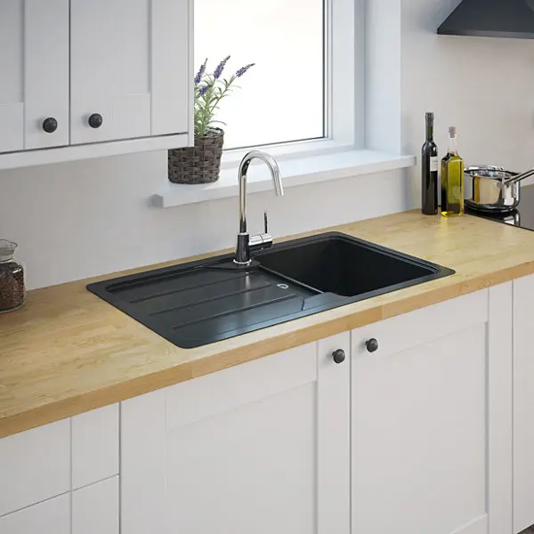 Évier composite de quartz noir "Arber" - 1 cuve
