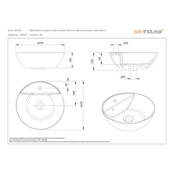 Vasque ronde Ancoswing - Blanc