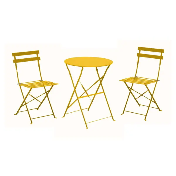 Ensemble Guéridon de jardin Cuba Ø 60 cm - miel + 2 Chaises pliante Cuba - PROLOISIRS