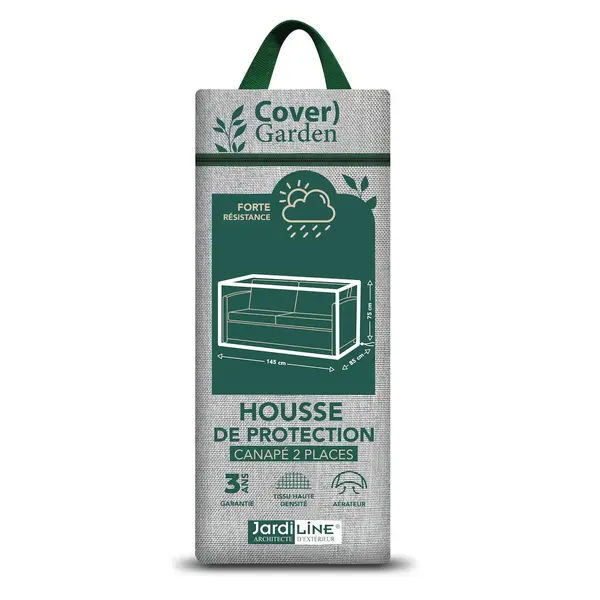 Housse de protection canapé de jardin - Cover Garden - Polyester imperméable - 145x85x75 cm - Grège chiné - Jardiline