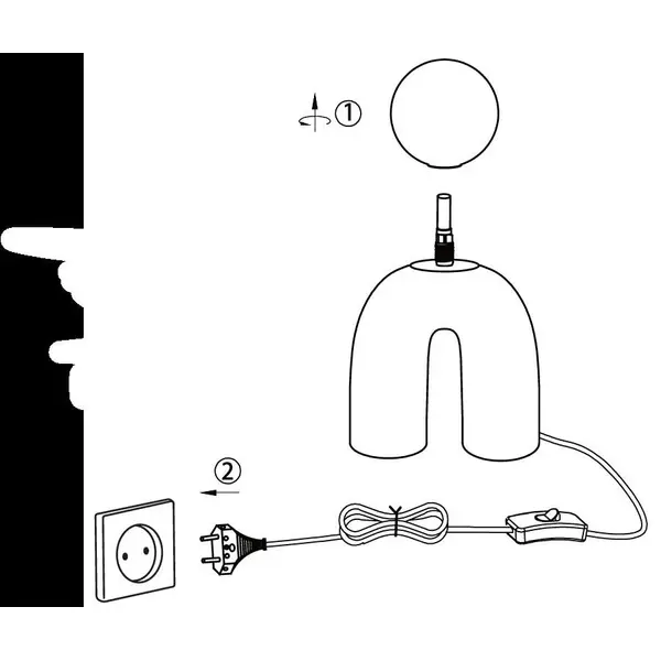 Lampe Pop u, vanille, céramique, H.31 cm, G9 - LX FRANCE