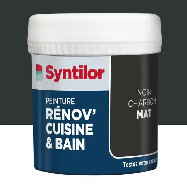 Testeur peinture meuble noir charbon mat SYNTILOR Renov' cuisine et bain 0.075l - SYNTILOR