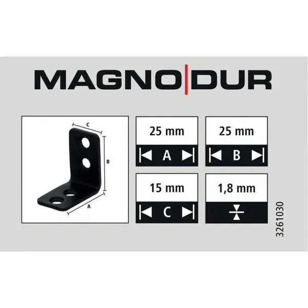 Equerre acier zingue noire Magnodur 25x25x15, SUKI - SUKI