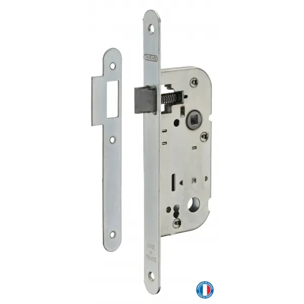 Serrure encastrable bec de cane pour porte intérieure, axe 40mm, bouts ronds - THIRARD