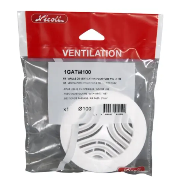 Grille aération ronde simple pour tube PVC