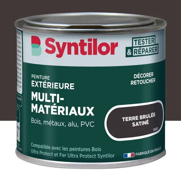 Peinture exterieure bois, aluminium, pvc . SYNTILOR terre brulee satine 125ml - SYNTILOR