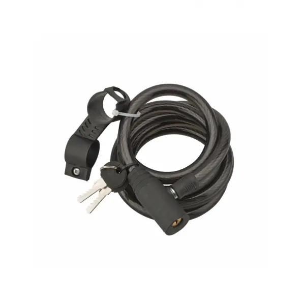 Antivol à clé Twisty, câble acier, vélo, 12mmx1.8m, 2 clés, noir - THIRARD