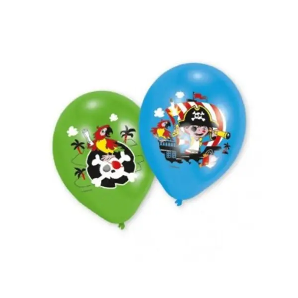 Ballons latex pirates bleu et vert x6 9902174