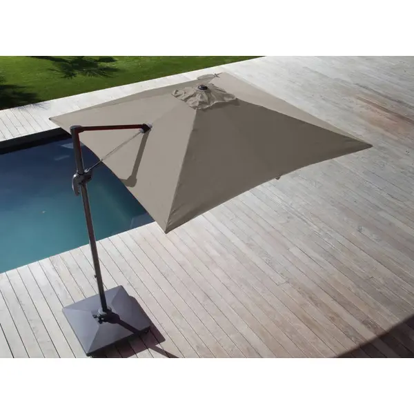 Parasol déporté 3x3m Roma - Gris / taupe - PROLOISIRS