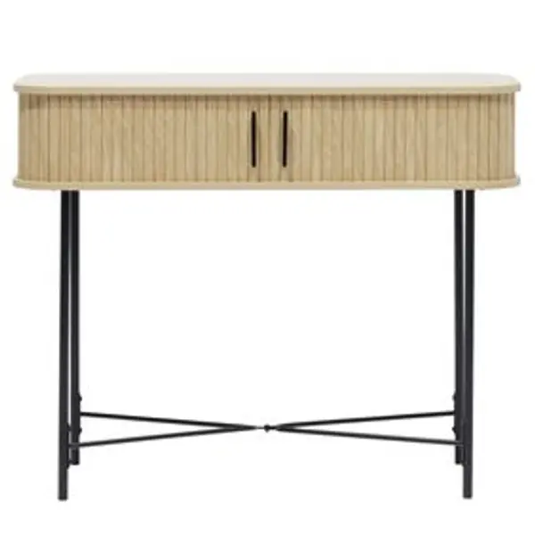 Console Grège bois naturel et noir - L100xP35xH80 cm
