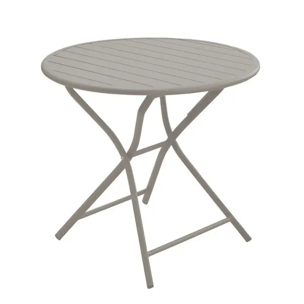 Guéridon pliant Globe en aluminium/lattes - ø80 cm - crème - PROLOISIRS