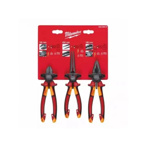 Jeu de 3 pinces électricien - MILWAUKEE 4932464575
