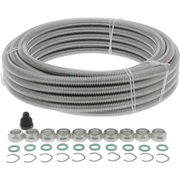 KIT COURONNE TUBE INOX 15 M - DN16 + 10 RACCORDS 3/4" (écrou+bague+joint)