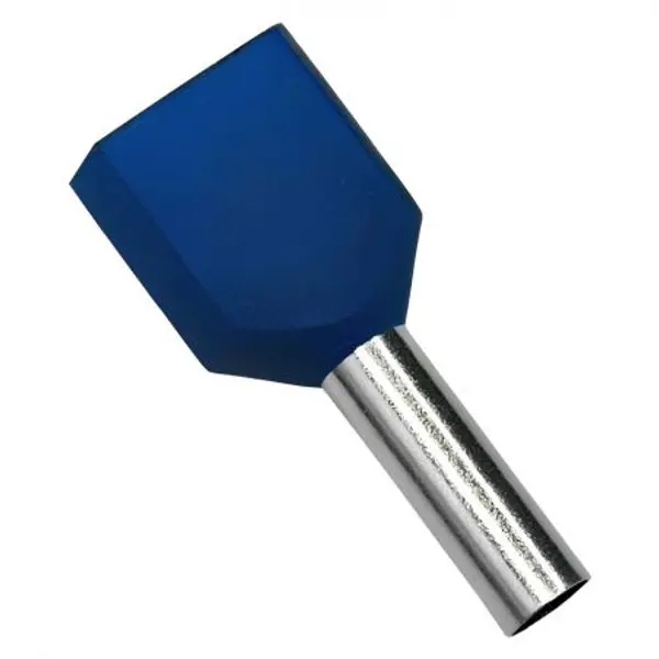 Embouts de câblage DOUBLE pour fil souple section 2,5mm² - Bleu - Collerette isolante - Sachet de 100 pièces