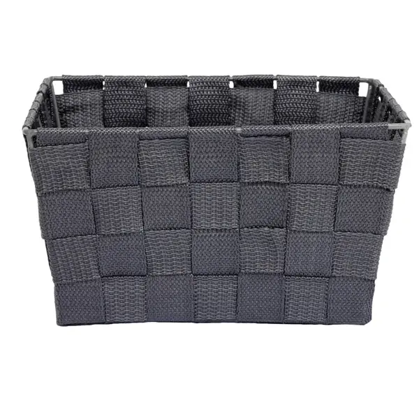 Panière de rangement tressée gris foncé Taille L - 21,5x12xH21,5cm