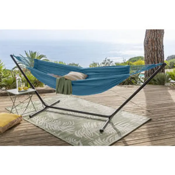Hamac à suspendre Corfou 2 personnes polycoton bleu L200xl150cm