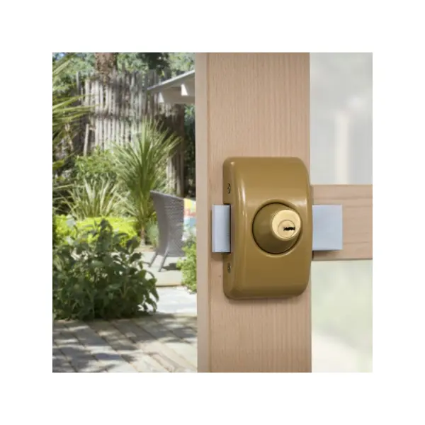 Verrou double entrée Universel pour porte d'entrée, cylindre 45mm, acier, 4 clés, epoxy bronze - THIRARD