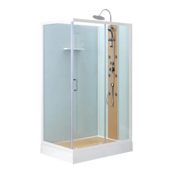 Cabine de douche BAMBOO 80 x 120 cm porte coulissante verre trempé blanc